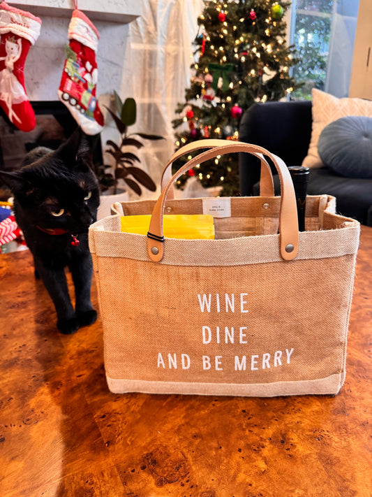 Petite Market Bag (saying Wine, Dine and Be Merry)