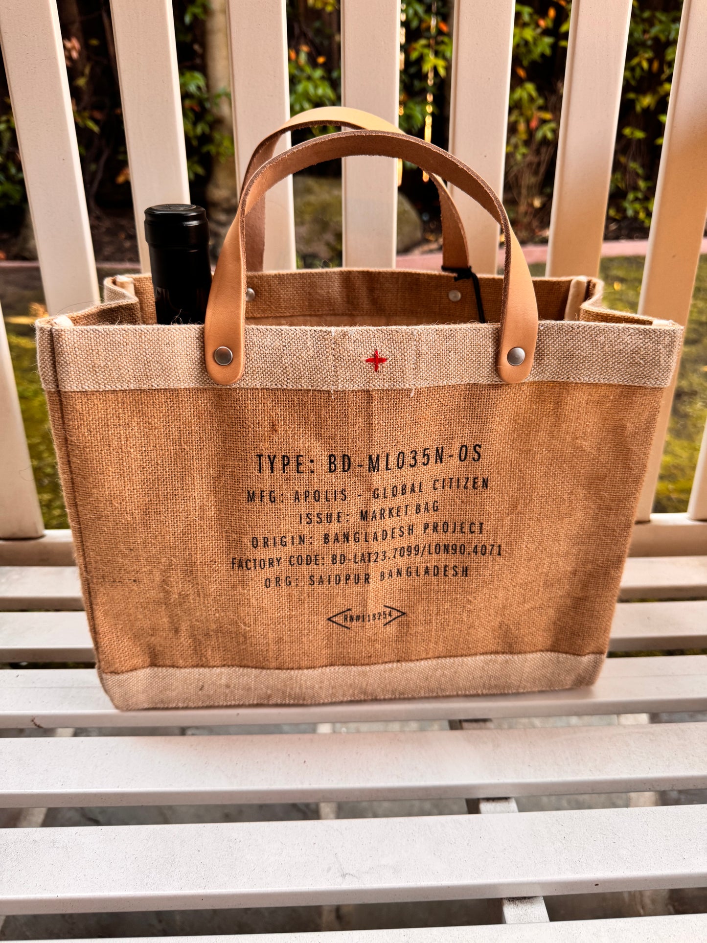 Petite Market Bag (saying Wine, Dine and Be Merry)